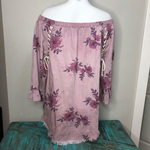 STANDARD Grace Pink Off The Shoulder Floral Top Size Small - Picture 6 of 9